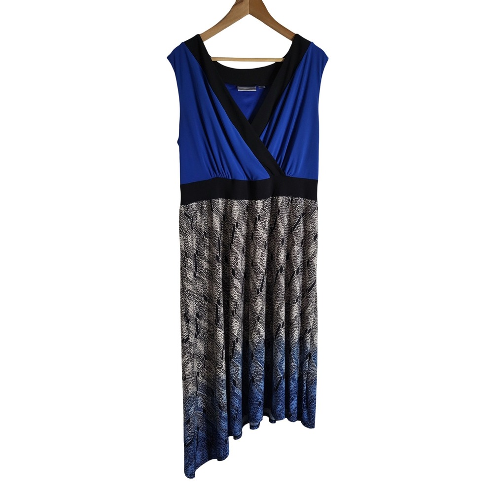 Avenue Plus 18/20 Blue Snakeskin Ombre Asymmetrical Midi Dress Party Bohemian